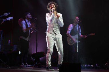 Şarkıcı ve söz yazarı Marwan, 2 Şubat 2024 'te Madrid' deki Teatro Circo Price 'ta verdiği konserde.