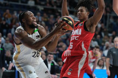 Real Madrid 'den Guerschon Yabusele, Real Madrid ile Basquet Girona arasında oynanan Liga ACB Endesa maçı sırasında 4 Şubat 2024 tarihinde İspanya' nın başkenti Madrid 'de oynanmıştır.