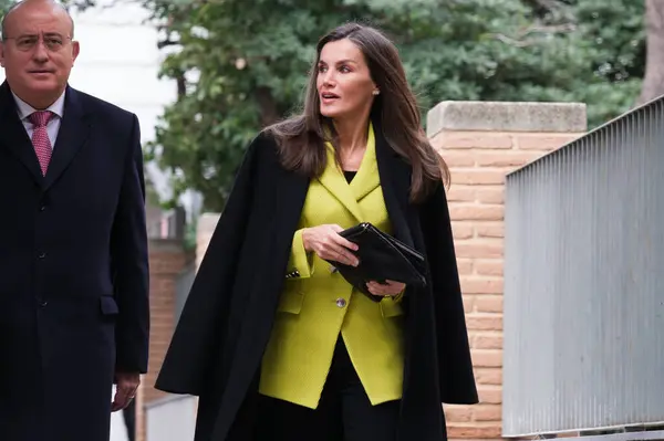 İspanya Kraliçesi Letizia, İspanya 'nın Madrid kentindeki FEDER (İspanya Nadir Hastalıklar Federasyonu) genel merkezinde 13 Şubat 2024 tarihinde bir toplantıya katıldı..