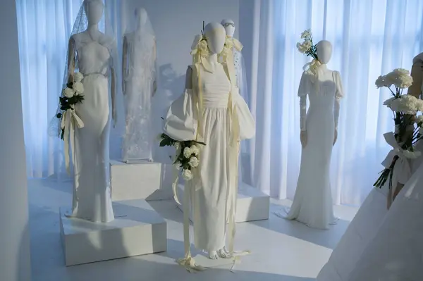 Designer Juan Vidal Presents Bridal Fashion Collection Madrid Moda 2024 — Stock Photo, Image