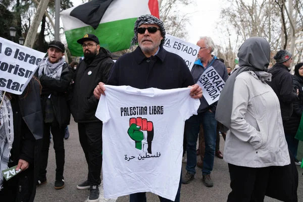 Tientallen Mensen Protesteren Tijdens Demonstratie Tegen Invasie Van Palestina Februari — Stockfoto