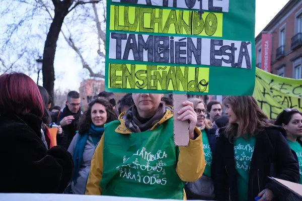 Several People Demonstration Public Quality Education February 2024 Madrid Spain — Stock Photo, Image