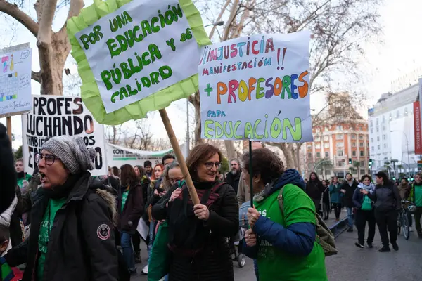 Diverse Persone Durante Una Manifestazione Istruzione Pubblica Qualità Febbraio 2024 — Foto Stock