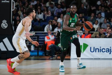 Türk Hava Yolları EuroLeague sırasında Panathinaikos 'tan Jerian, Real Madrid ile Panathinaikos Atina arasında basketbol, Wizink Center 29 Şubat 2024' te Madrid 'de