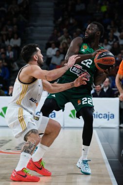 Türk Hava Yolları EuroLeague sırasında Panathinaikos 'tan Jerian, Real Madrid ile Panathinaikos Atina arasında basketbol, Wizink Center 29 Şubat 2024' te Madrid 'de