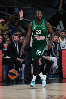 Türk Hava Yolları EuroLeague sırasında Panathinaikos 'tan Jerian, Real Madrid ile Panathinaikos Atina arasında basketbol, Wizink Center 29 Şubat 2024' te Madrid 'de