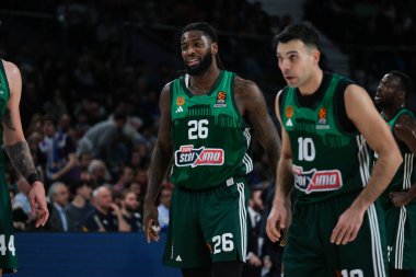 Türk Hava Yolları EuroLeague sırasında Panathinaikos takımından Lessort Mathias, Real Madrid ile Panathinaikos Atina arasında basketbol, Wizink Center 29 Şubat 2024 tarihinde İspanya 'da Madrid' de