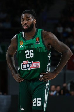 Türk Hava Yolları EuroLeague sırasında Panathinaikos takımından Lessort Mathias, Real Madrid ile Panathinaikos Atina arasında basketbol, Wizink Center 29 Şubat 2024 tarihinde İspanya 'da Madrid' de