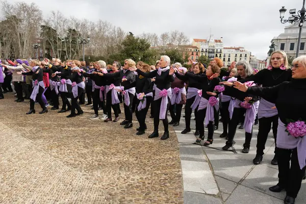 Vrouwen Eisen Gelijkheid Met Een Flitsmeute Voor Het Koninklijk Paleis — Stockfoto