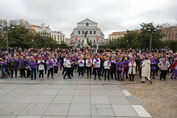 Mulheres Exigem Igualdade Com Flashmob Frente Palácio Real Por Ocasião — Fotografia de Stock