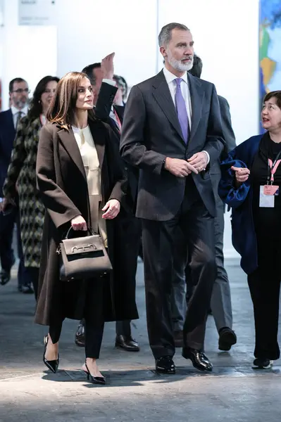 Reine Letizia Espagne Roi Felipe Espagne Inaugurent Arco Art Fair — Photo
