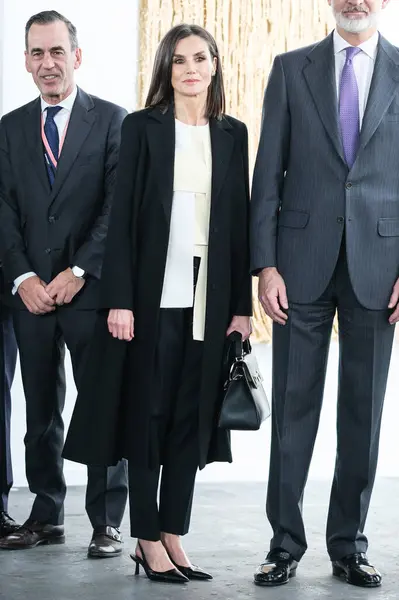 Rainha Letizia Espanha Rei Felipe Espanha Inauguram Feira Arte Arco — Fotografia de Stock