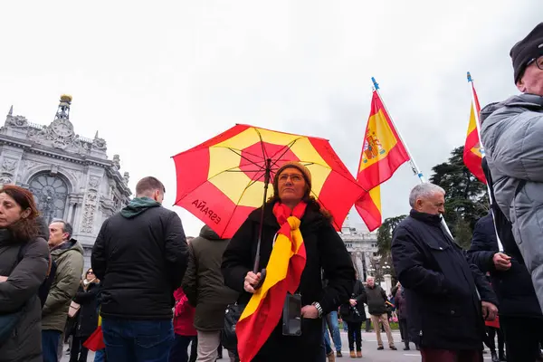 Diverse Persone Durante Una Manifestazione Chiedere Dimissioni Contra Amnista Pedro — Foto Stock