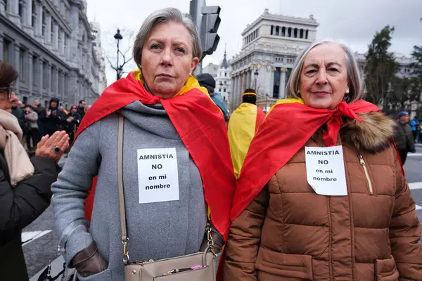 Diverse Persone Durante Una Manifestazione Chiedere Dimissioni Contra Amnista Pedro — Foto Stock