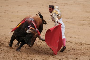 Boğa güreşçisi Antonio Ferrera Corrida Toros de Domingo de Ramos Toros 'un boğa güreşi sırasında Madrid Plaza de las Ventas' ta 24 Mart 2024 İspanya