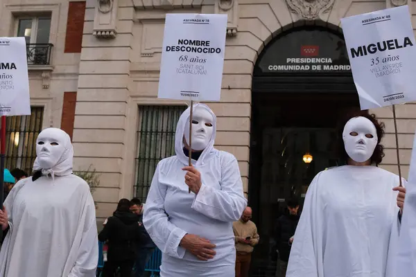 Феминистские Группы Выступают Последние Убийства Мачо Пуэрта Дель Соль Мадриде — стоковое фото