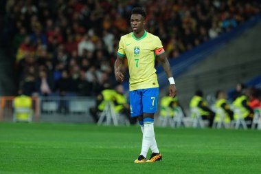 Vini Jr   of Brazil during the friendly match between Spain and Brazil at Santiago Bernabeu Stadium in Madrid on March 26  Spain clipart