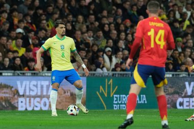 Lucas Paqueta  of Brazil during the friendly match between Spain and Brazil at Santiago Bernabeu Stadium in Madrid on March 26  Spain clipart