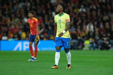 İspanya ile Brezilya arasında 26 Mart 'ta Madrid' deki Santiago Bernabeu Stadyumu 'nda oynanan dostluk karşılaşmasında Brezilyalı Vini Jr.