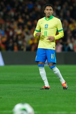 Brezilyalı Richarlison, İspanya ile Brezilya arasında 26 Mart 'ta Madrid' deki Santiago Bernabeu Stadyumu 'nda oynanan dostluk karşılaşmasında