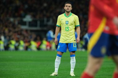 Yan Couto   of Brazil during the friendly match between Spain and Brazil at Santiago Bernabeu Stadium in Madrid on March 26  Spain clipart
