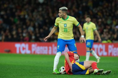 Brezilyalı Andreas Pereira, İspanya ile Brezilya arasında 26 Mart 'ta Madrid' deki Santiago Bernabeu Stadyumu 'nda oynanan dostluk karşılaşmasında