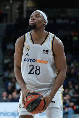 Real Madrid 'den Guerschon Yabusele, Real Madrid ile BAXI Manresa arasında oynanan ACB Ligi karşılaşmasında 31 Mart 2024 tarihinde İspanya' nın başkenti Madrid 'de oynanan WiZink Center' da maç yapıyor..