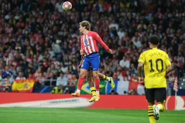 UEFA Şampiyonlar Ligi sırasında Atletico de Madrid 'den Antoine Griezmann, Madrid' den Borussia Dortmund arasında, 10 Nisan 2024 'te Madrid' de İspanya 'da. 