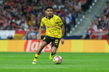 UEFA Şampiyonlar Ligi sırasında Borussia Dortmund 'dan Ian Maatsen, Madrid' den Borussia Dortmund arasında, 10 Nisan 2024 'te Madrid' de İspanya 'da.. 