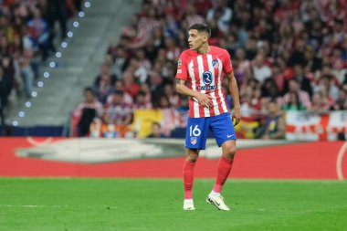 UEFA Şampiyonlar Ligi sırasında Atletico de Madrid 'den Nahuel Molina, Madrid' den Borussia Dortmund arasında, 10 Nisan 2024 'te Madrid' de İspanya 'da kuruldu.. 