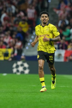 UEFA Şampiyonlar Ligi sırasında Borussia Dortmund 'dan Ian Maatsen, Madrid' den Borussia Dortmund arasında, 10 Nisan 2024 'te Madrid' de İspanya 'da.. 