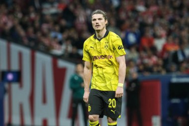 UEFA Şampiyonlar Ligi sırasında Borussia Dortmund 'dan Marcel Sabitzer, Madrid' den Borussia Dortmund arasında, 10 Nisan 2024 'te Madrid' de İspanya 'da kuruldu.. 