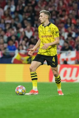 Nico Schlotterbeck  of Borussia Dortmund during the UEFA Champions League,  between At Madrid and Borussia Dortmund in Metropolitano Stadium on April 10, 2024 in Madrid Spain.  clipart