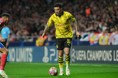 Borussia Dortmund takımından Jadon Sancho UEFA Şampiyonlar Ligi sırasında Madrid ve Borussia Dortmund arasında 10 Nisan 2024 'te Madrid' de İspanya 'da mücadele etti.. 