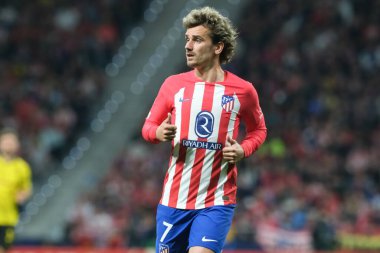 UEFA Şampiyonlar Ligi sırasında Atletico de Madrid 'den Antoine Griezmann, Madrid' den Borussia Dortmund arasında, 10 Nisan 2024 'te Madrid' de İspanya 'da. 