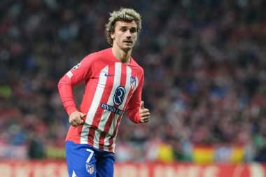 UEFA Şampiyonlar Ligi sırasında Atletico de Madrid 'den Antoine Griezmann, Madrid' den Borussia Dortmund arasında, 10 Nisan 2024 'te Madrid' de İspanya 'da. 
