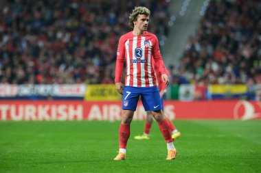 UEFA Şampiyonlar Ligi sırasında Atletico de Madrid 'den Antoine Griezmann, Madrid' den Borussia Dortmund arasında, 10 Nisan 2024 'te Madrid' de İspanya 'da. 