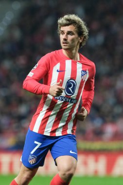 UEFA Şampiyonlar Ligi sırasında Atletico de Madrid 'den Antoine Griezmann, Madrid' den Borussia Dortmund arasında, 10 Nisan 2024 'te Madrid' de İspanya 'da. 