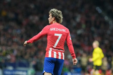 UEFA Şampiyonlar Ligi sırasında Atletico de Madrid 'den Antoine Griezmann, Madrid' den Borussia Dortmund arasında, 10 Nisan 2024 'te Madrid' de İspanya 'da. 