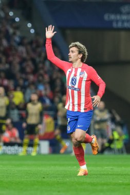 UEFA Şampiyonlar Ligi sırasında Atletico de Madrid 'den Antoine Griezmann, Madrid' den Borussia Dortmund arasında, 10 Nisan 2024 'te Madrid' de İspanya 'da. 