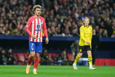 UEFA Şampiyonlar Ligi sırasında Atletico de Madrid 'den Antoine Griezmann, Madrid' den Borussia Dortmund arasında, 10 Nisan 2024 'te Madrid' de İspanya 'da. 