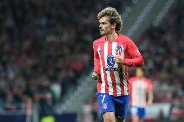 UEFA Şampiyonlar Ligi sırasında Atletico de Madrid 'den Antoine Griezmann, Madrid' den Borussia Dortmund arasında, 10 Nisan 2024 'te Madrid' de İspanya 'da. 