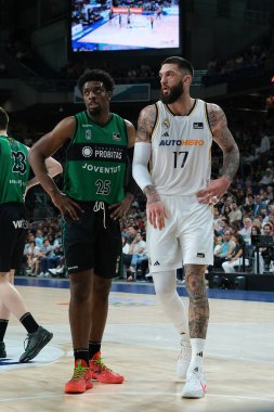 Vincent Poirier  of Real Madrid during ACB Liga Endesa Basketball match between Real Madrid and Joventut Badalona at WiZink Center on April 14, 2024 in Madrid, Spain. clipart