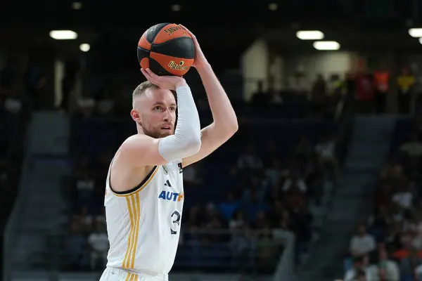 Stock image Dzanan Musa  of Real Madrid during ACB Liga Endesa Basketball match between Real Madrid and Joventut Badalona at WiZink Center on April 14, 2024 in Madrid, Spain.