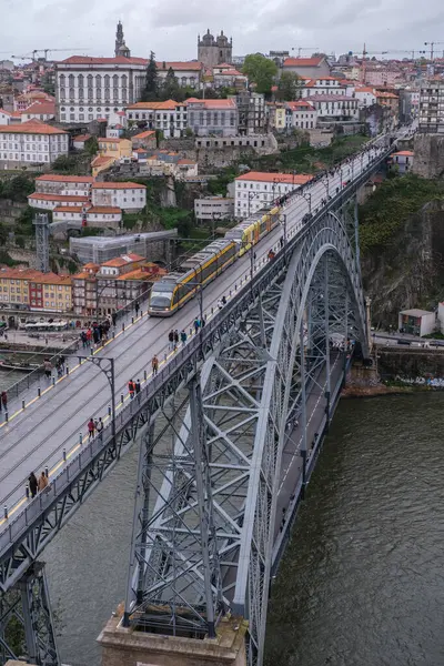 View Luis Bridge Double Deck Metal Arch Bridge Spans Douro — Stock Photo, Image