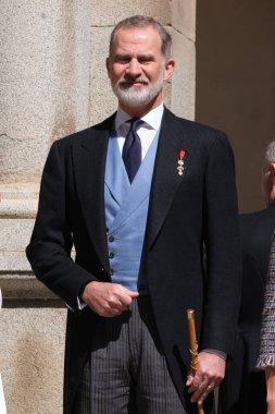 İspanya Kralı VI. Felipe ve İspanya Kraliçesi Letizia, 23 Nisan 2024 tarihinde İspanya 'nın Madrid kentinde bulunan Alcal de Henares Üniversitesi' nde verilen 