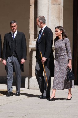 İspanya Kralı VI. Felipe ve İspanya Kraliçesi Letizia, 23 Nisan 2024 tarihinde İspanya 'nın Madrid kentinde bulunan Alcal de Henares Üniversitesi' nde verilen 