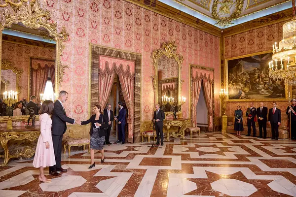 Rei Felipe Espanha Rainha Letizia Espanha Assiste Almoço Para Literatura — Fotografia de Stock