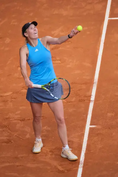 stock image Caroline Wozniacki of Denmark during the match on Day Two of the Mutua Madrid Open at La Caja Magica on April 24, 2024 in Madrid, Spain.