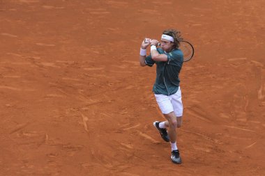 Andrey Rublev 28 Nisan 2024 tarihinde İspanya 'nın Madrid kentinde La Caja Magica' da düzenlenen Mutua Madrid Açık 'ın altıncı gününde Alejandro Davidovich Fokina' ya karşı oynanan 32.